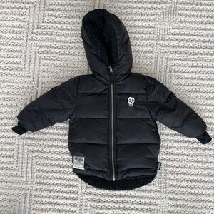 Nununu Black Convertible Puffer Jacket with Skull Design